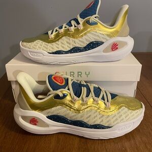 Curry 11 Champion Mindset Men’s Sz 10 Basketball Shoes- Gold and Blue